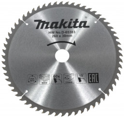 Диск пильный для дерева Makita, 260x30х1,8 60 зубьев (D-65383) Диск пильный для дерева Makita, 260x30х1,8 60 зубьев (D-65383)